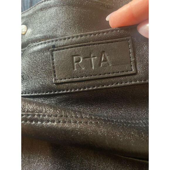 NWT RtA Kiki Flared Leather Cropped Shiny Pants Size 26 - Picture 14 of 15